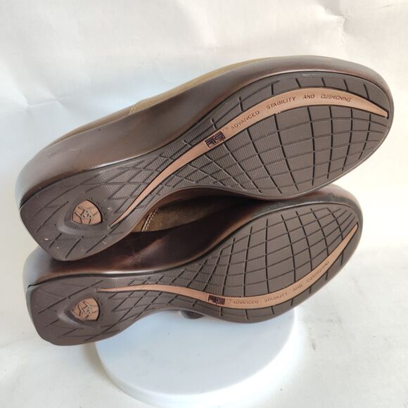 Ariat Aristotle Camel Tan Leather Slip On Western Clogs Stitching Women's Size 7 - Picture 9 of 10